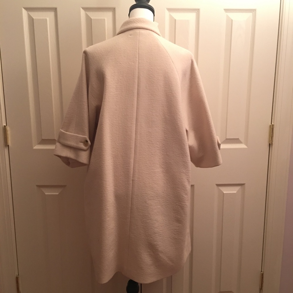 Theory cocoon Jackie o wool beige white wrap coat - Picture 4 of 8